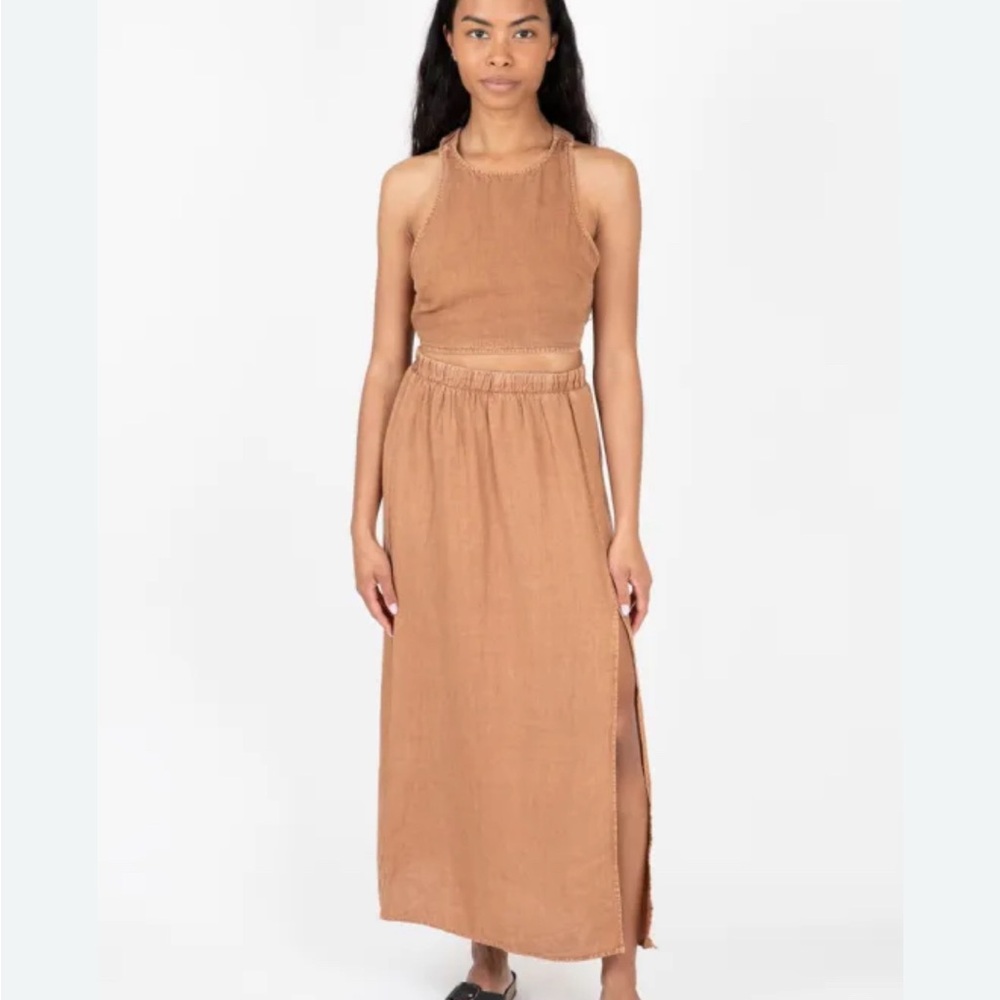 Heyson
Chic Tan A-Line Skirt/crop top